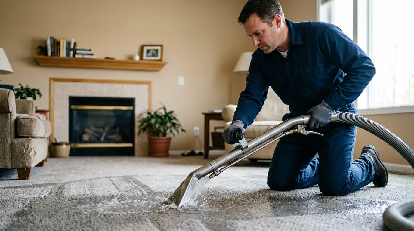 Water damage restoration technician working near Gibbon, MN
